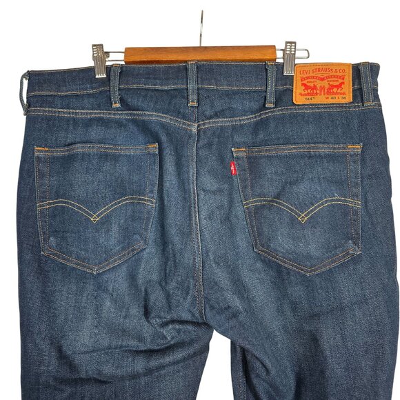 Levis Mens 514 Slim Straight‎ Jeans W40 L30 Original Riveted Denim Blue - Picture 3 of 8